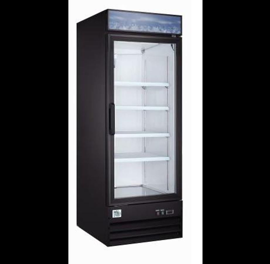 Elite Black Swing Glass Door Merchandiser Refrigerator with LED Lighting 23Cu. Ft.