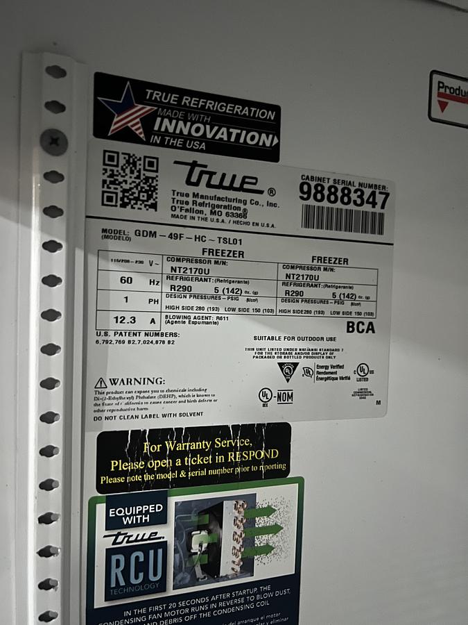 Refurbished TRUE 2 Door Glass Door Commercial Freezer Merchandiser Reach-In Display