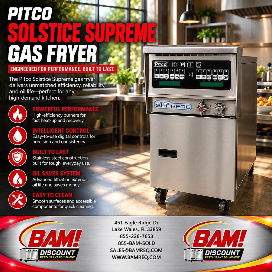 Used Pitco Solstice Supreme Gas Floor Fryer – Digital Controls