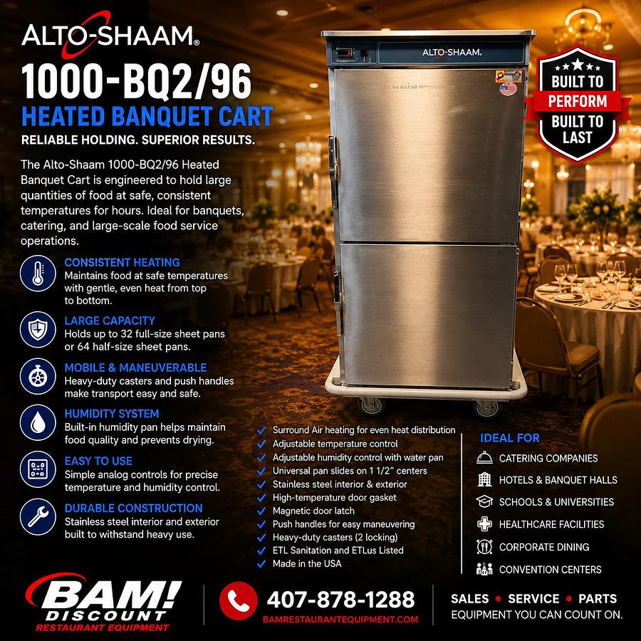 Refurbished Alto-Shaam 1000-BQ2/96 Heated Banquet Cart