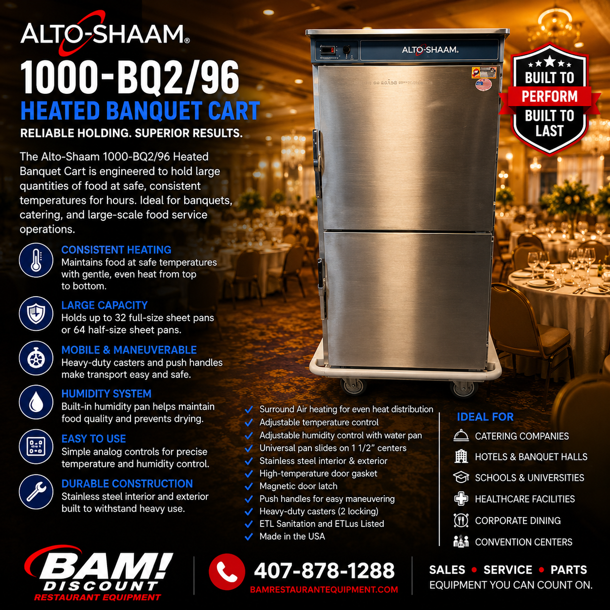 Refurbished Alto-Shaam 1000-BQ2/96 Heated Banquet Cart