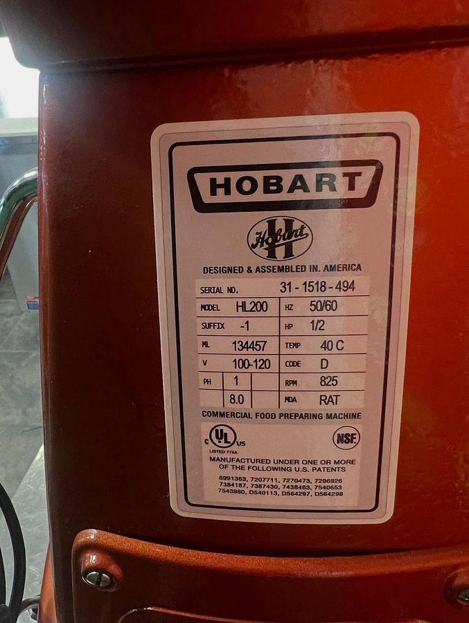 Used Hobart HL200 Legacy 20-Quart 3-Speed All-Purpose Commercial Mixer 110Volts 1/2HPHobart HL200 Legacy 20-Quart 3-Speed All-Purpose Commercial Mixer 110Volts 1/2HP