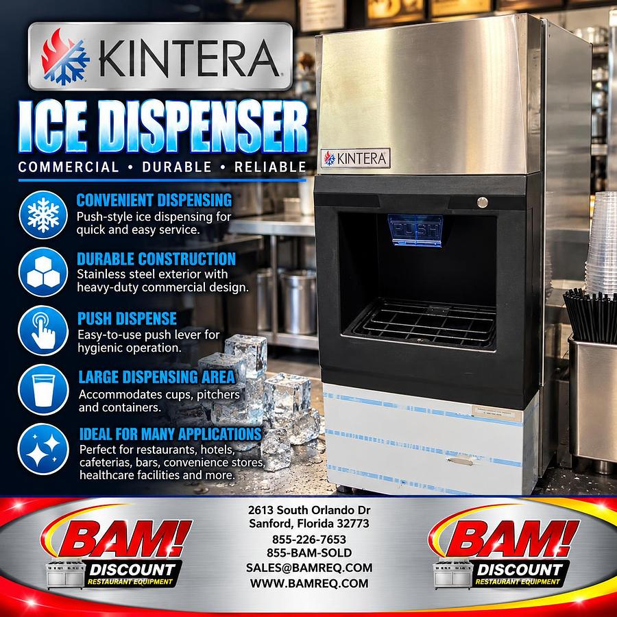 Refurbished Kintera Commercial Ice Dispenser Stainless Steel Push Style Restaurant Hotel