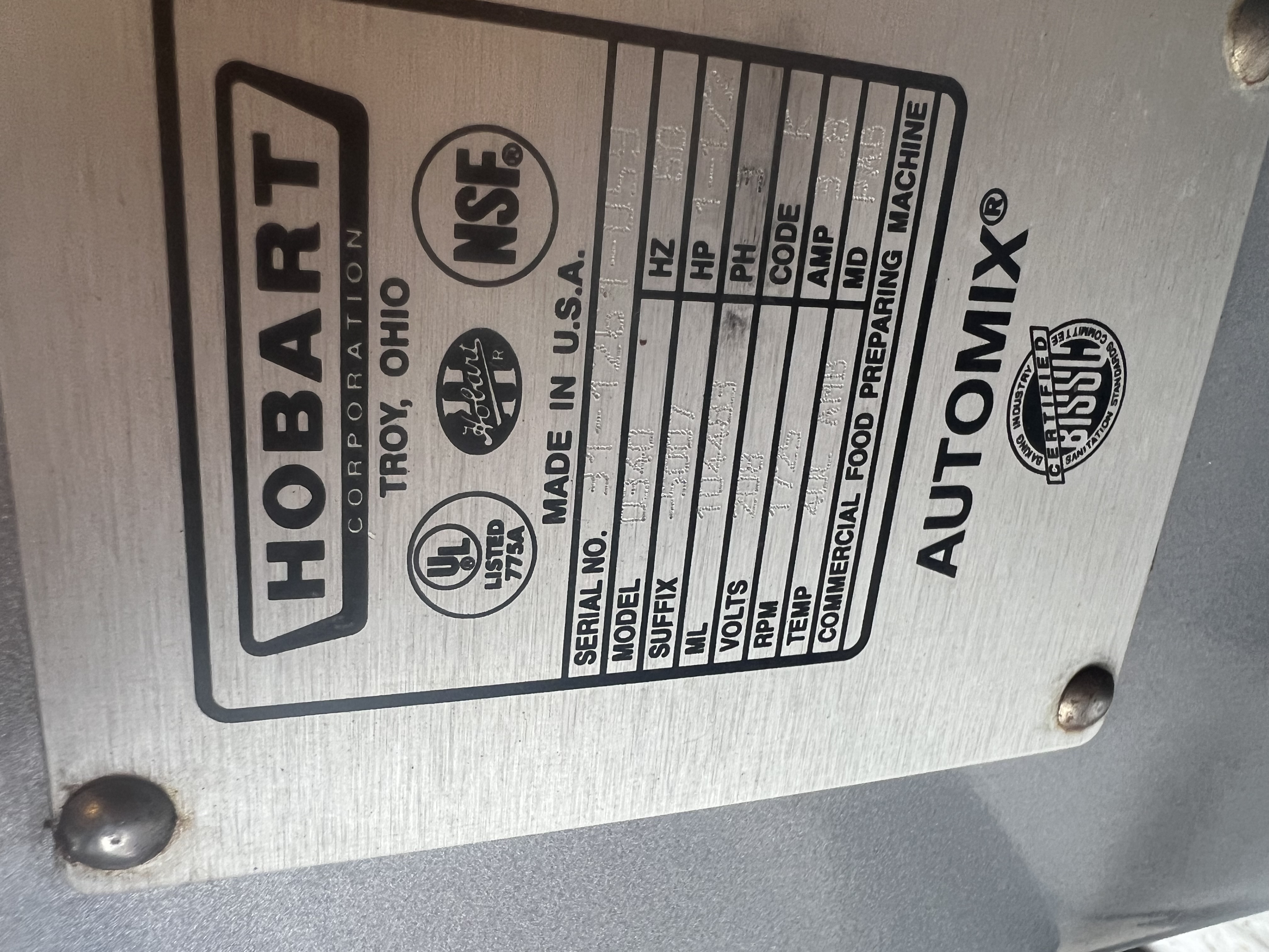 Refurbished Hobart D340 40-Quart Commercial Planetary Mixer – 3 Speed – Bowl & Attachments