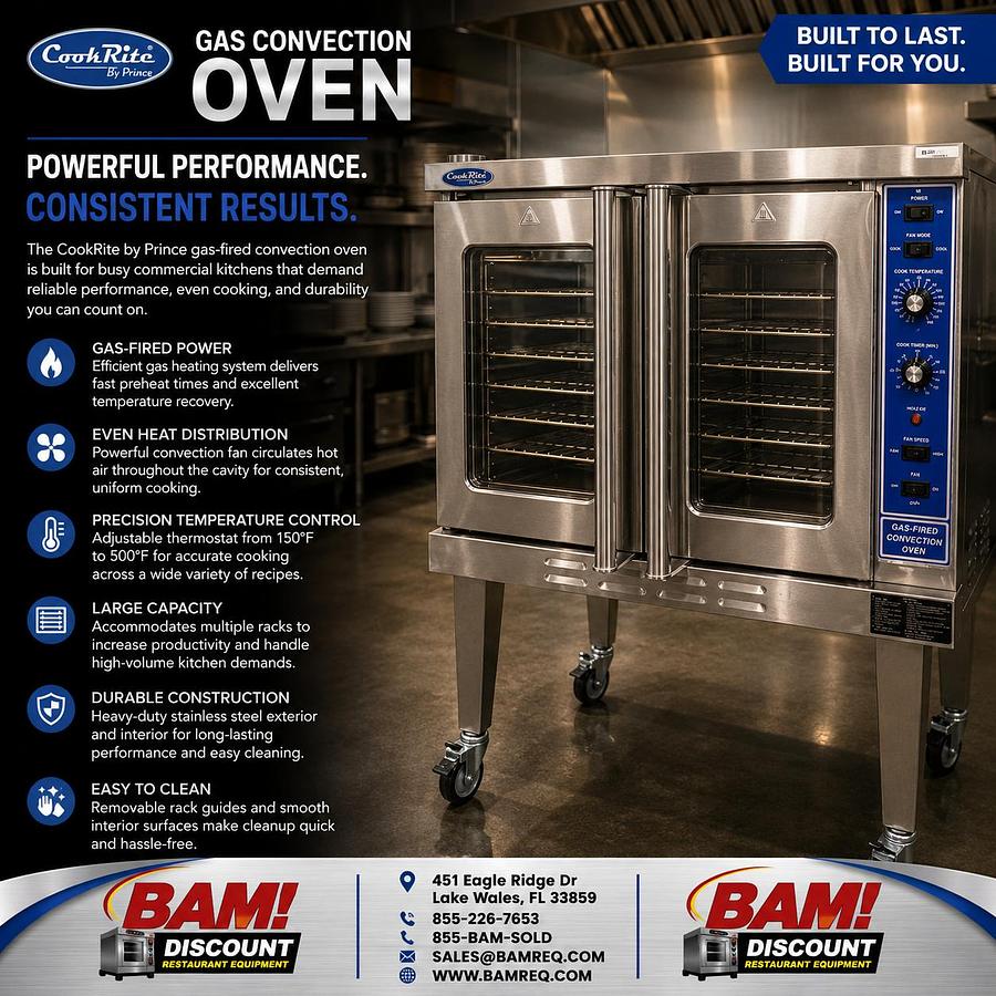 Refurbished CookRite by Atosa Commercial Gas Convection Oven Full Size Stainless Steel