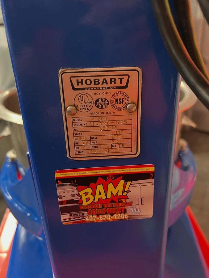 Used HOBART A200 20 QT Mixer – 115VHOBART A200 20 QT Mixer – 115V
