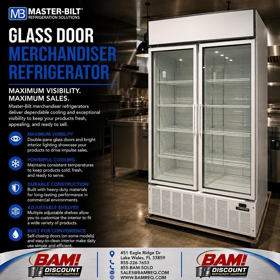 Refurbished Master-Bilt 2 Door Glass Merchandiser Refrigerator Commercial Display Cooler