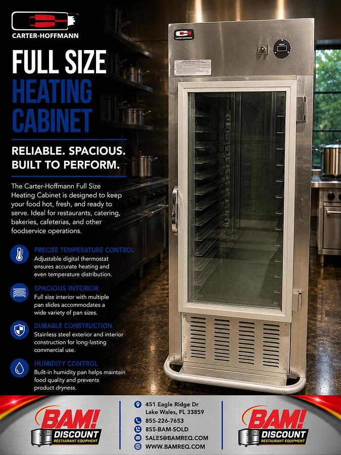 Refurbished Carter-Hoffmann Full Size Heated Holding Cabinet Glass Door Food Warmer