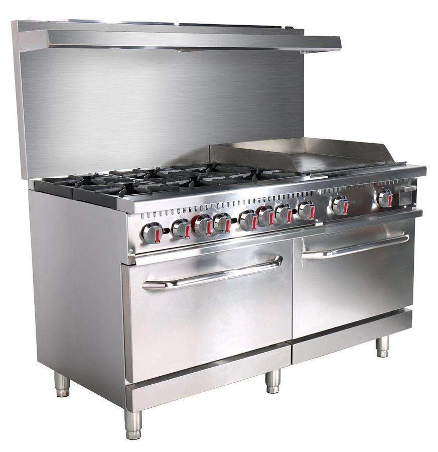 ELITE E10-G24-N 60" 6-Burner Range with 2 Ovens & 24" Griddle | Natural Gas