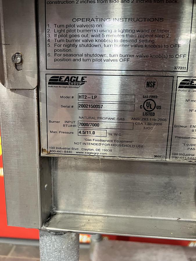 Used Eagle Group HT2-LP Gas Steam Table / Hot Food Table