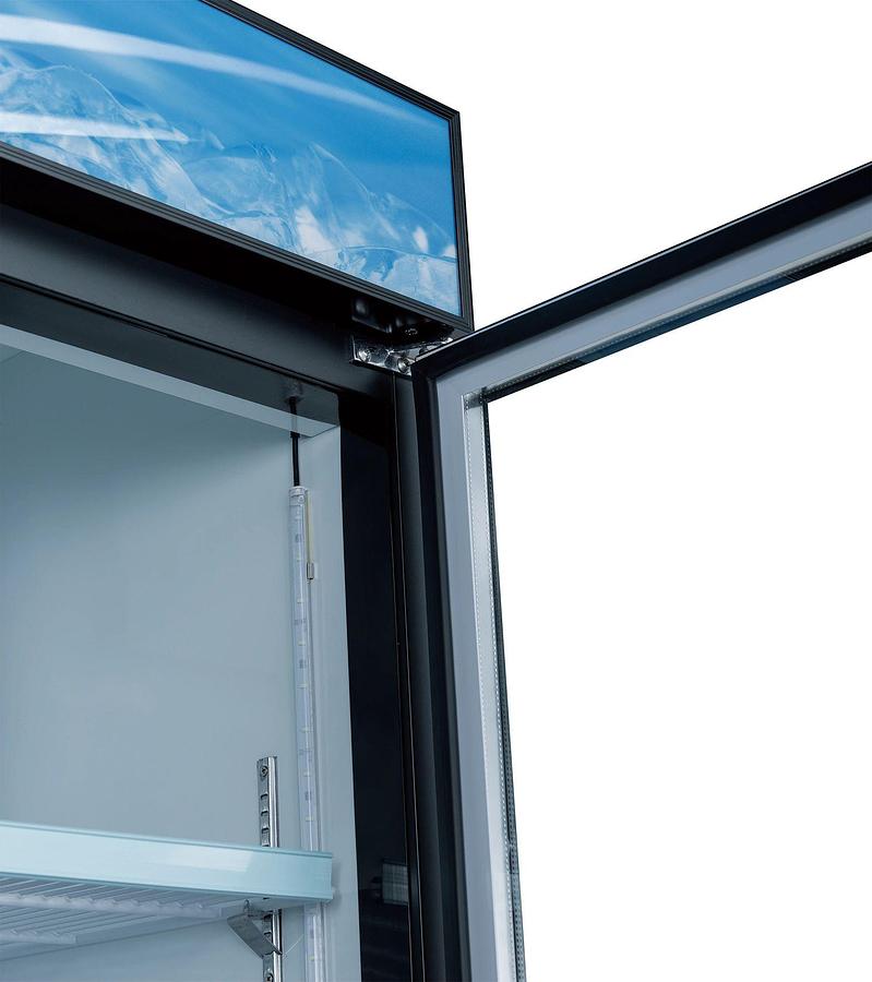 Elite Swing Glass Door Merchandiser Refrigerator with LED Lighting