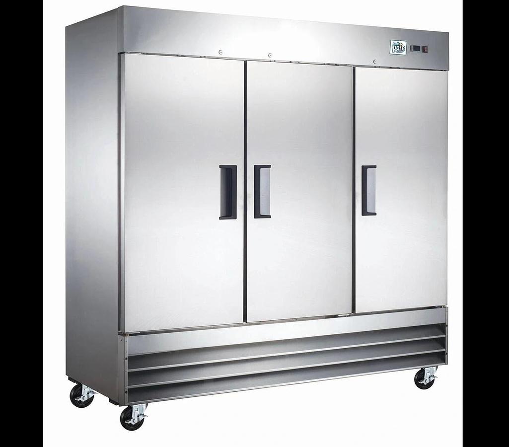 Elite Stainless Steel Three Door Reach-In Freezer