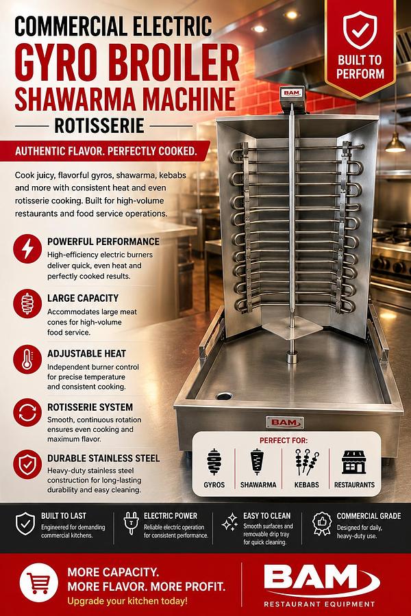Used Commercial Electric Gyro Broiler Shawarma Machine Rotisserie