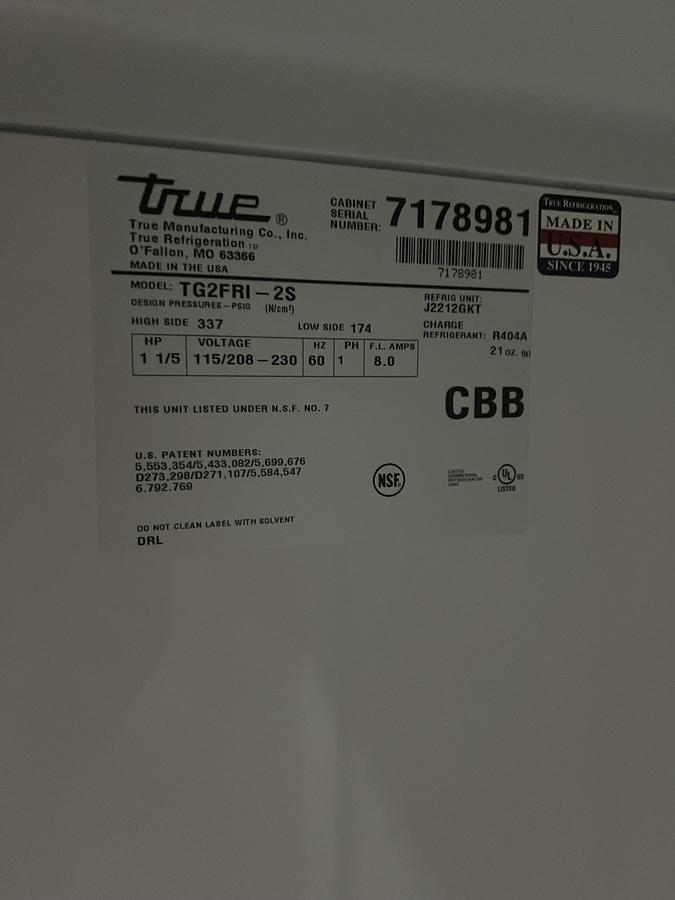 Refurbished True 2 Door Commercial Reach-In Freezer Stainless Steel Restaurant Freezer