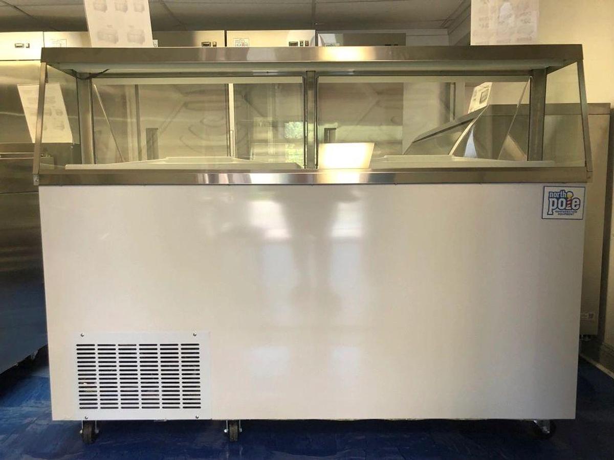 Elite 67 3/4" 12 Tub White Deluxe Ice Cream Dipping Cabinet