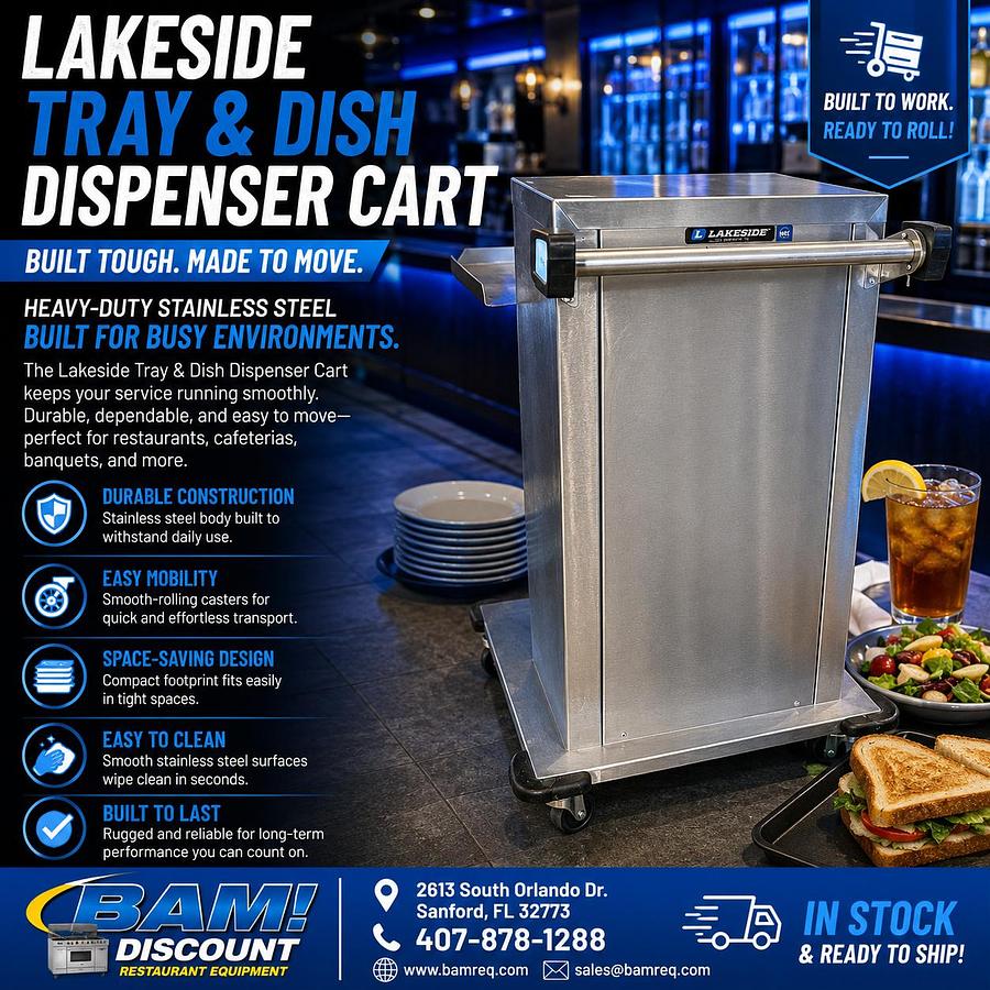Used Lakeside Stainless Steel Bussing Cart Utility Cart on Casters Commercial Restaurant