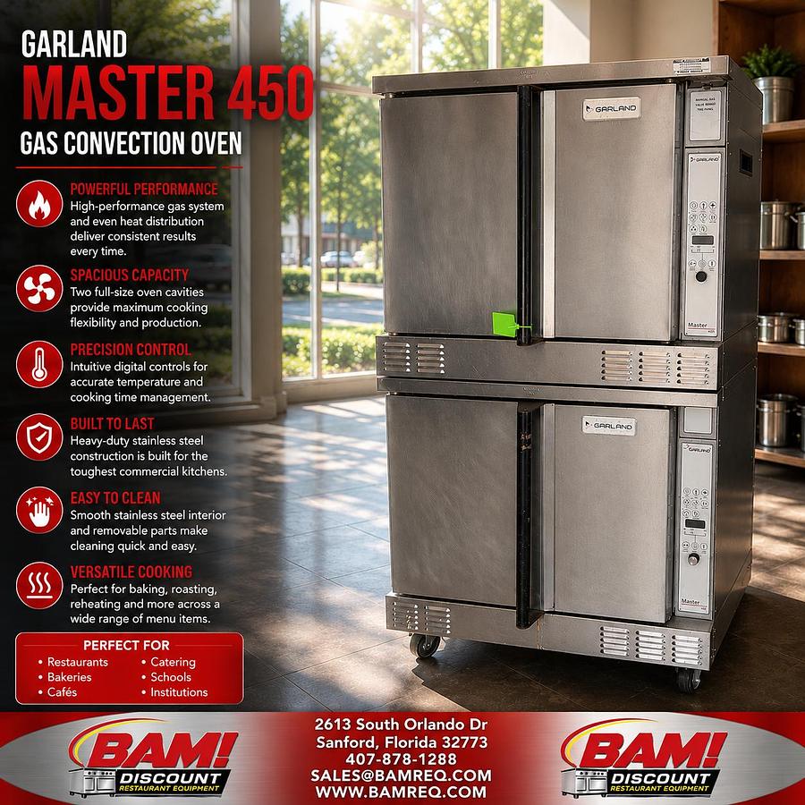 Used Garland Master 450 Double Stack Natural Gas Convection Oven – Double Deck Commercial Bakery Oven