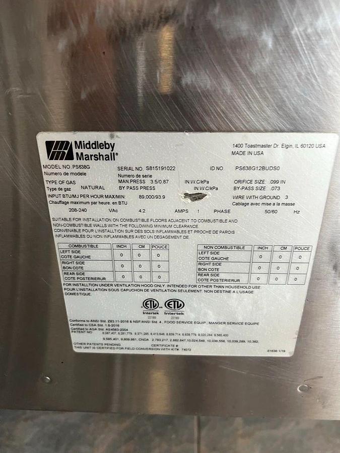 Used Middleby Marshall PS638G-2 65” Gas Double Impingement Conveyor Oven - Natural GasMiddleby Marshall PS638G-2 65” Gas Double Impingement Conveyor Oven - Natural Gas