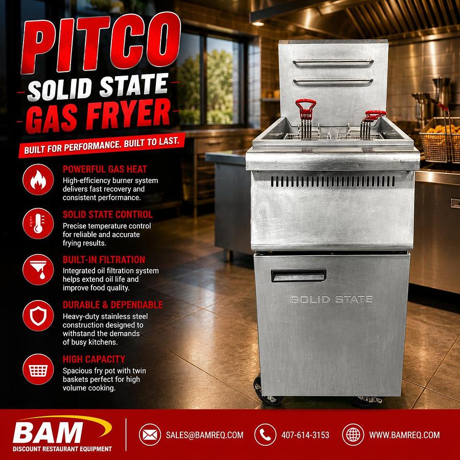 Used SOLID STATE 40 LB COMMERCIAL GAS DEEP FRYER
