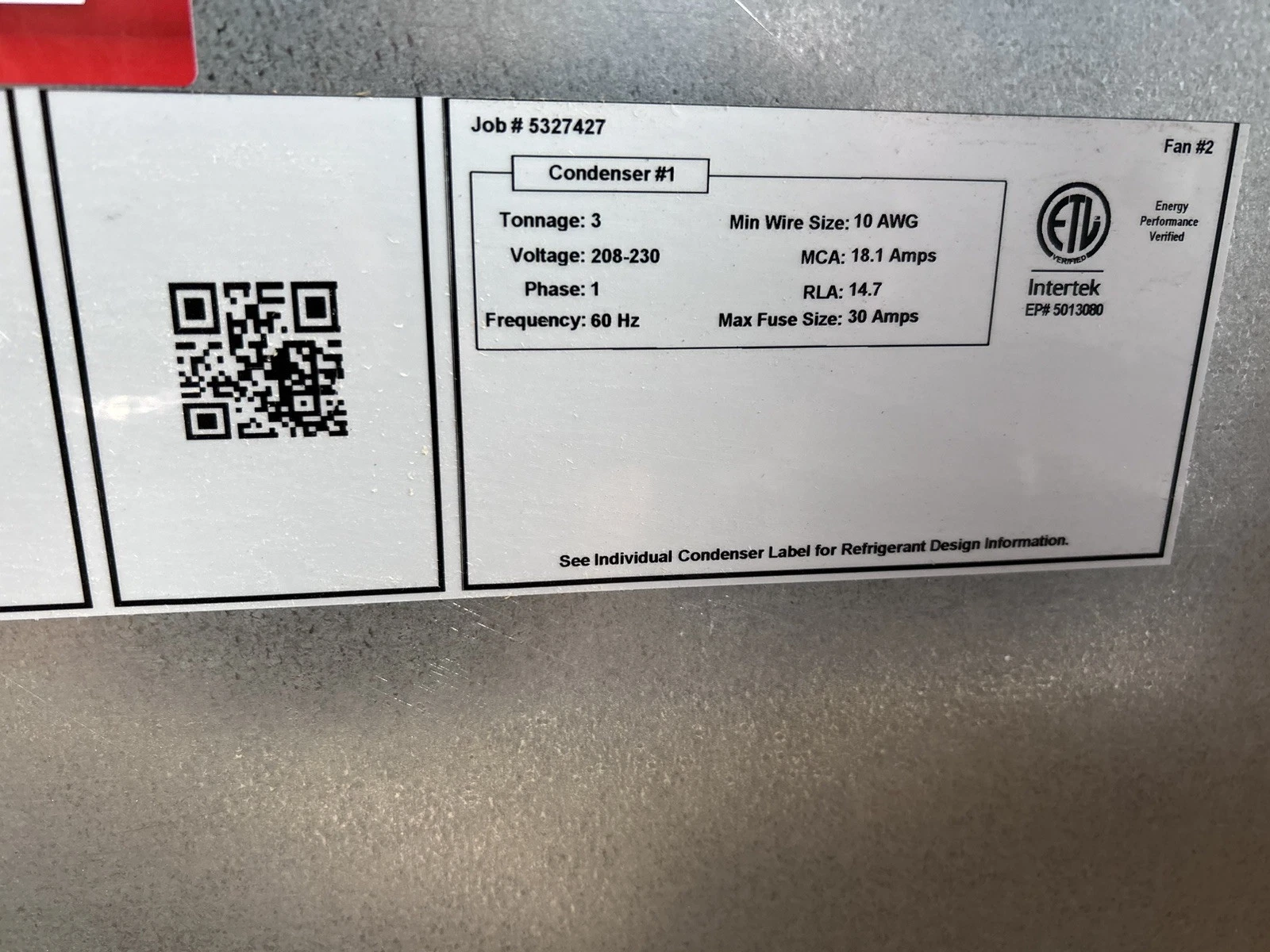 New Captive Aire Make Up Air Unit - With A/C Unit- 220v 1 Phase- 1350CFM
