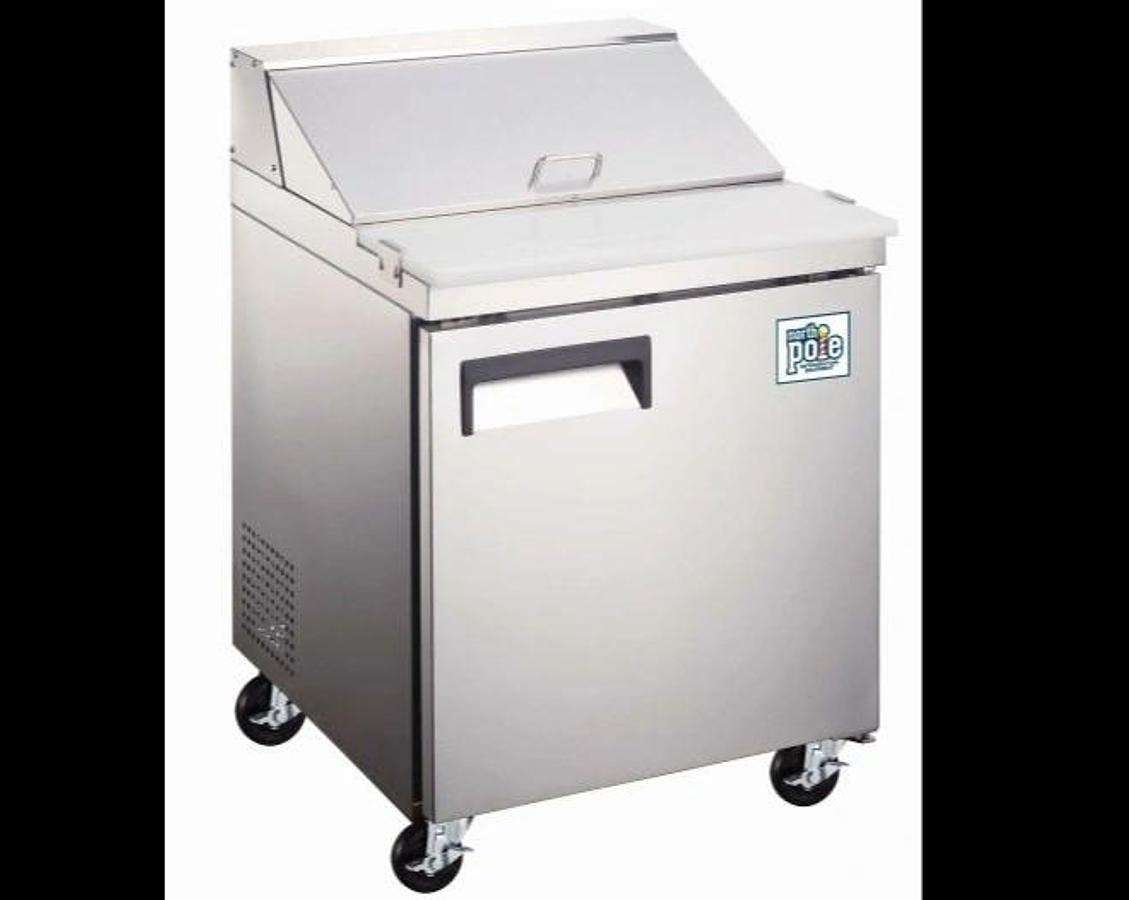 Elite Stainless Steel Single Door 27" Mega Top Sandwich Prep Table on Castors