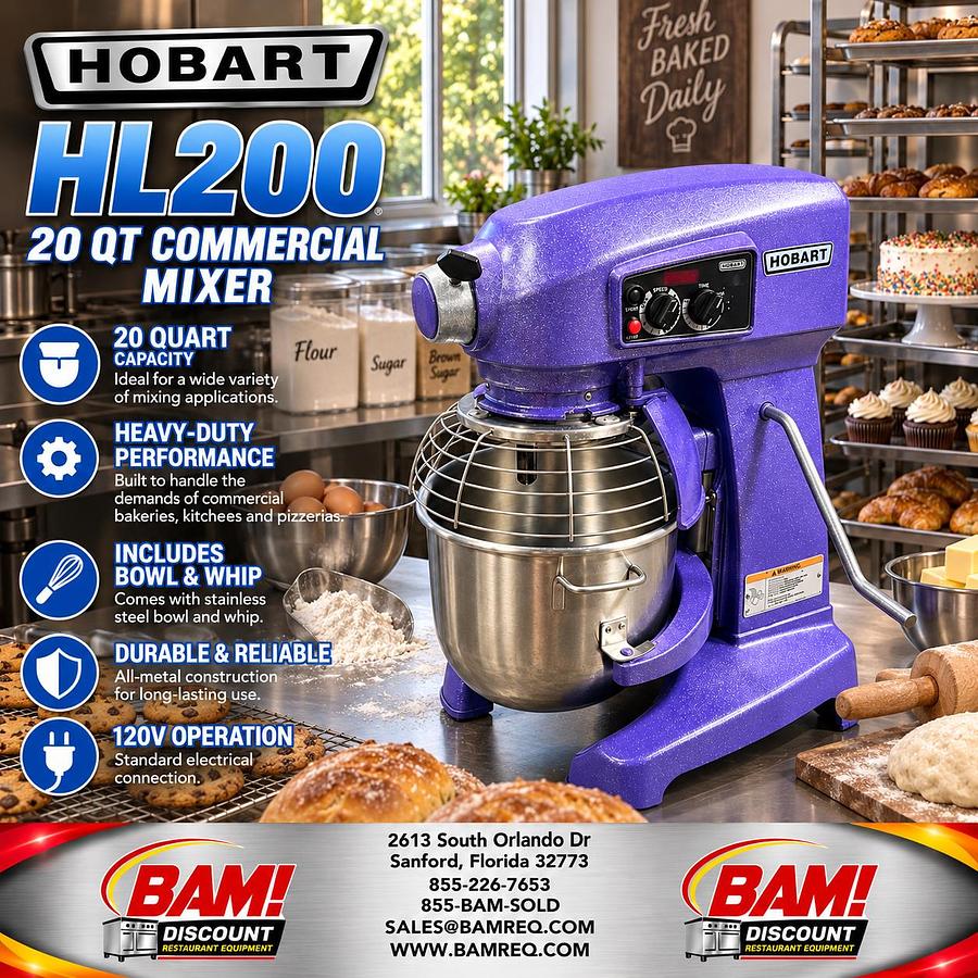 Refurbished Hobart HL200 20 Qt Commercial Mixer 120V Bowl & Whip Custom Purple Glitter