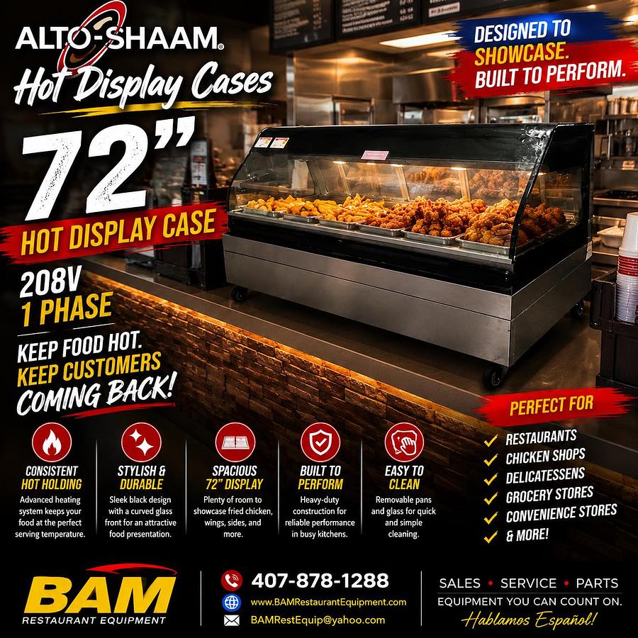 Used Used: Alto-Shaam ED2-72-BLK 72” Full Service Countertop Heated Display Case - (1) Shelf, 120/208-240