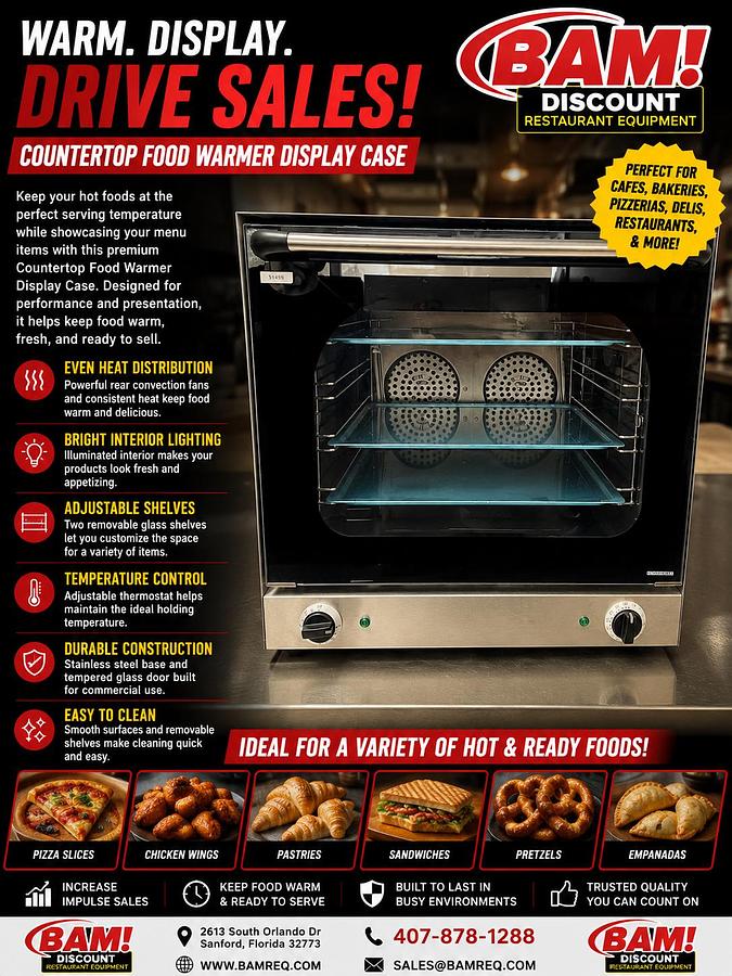 Used Commercial Countertop Heated Display Case Food Warmer