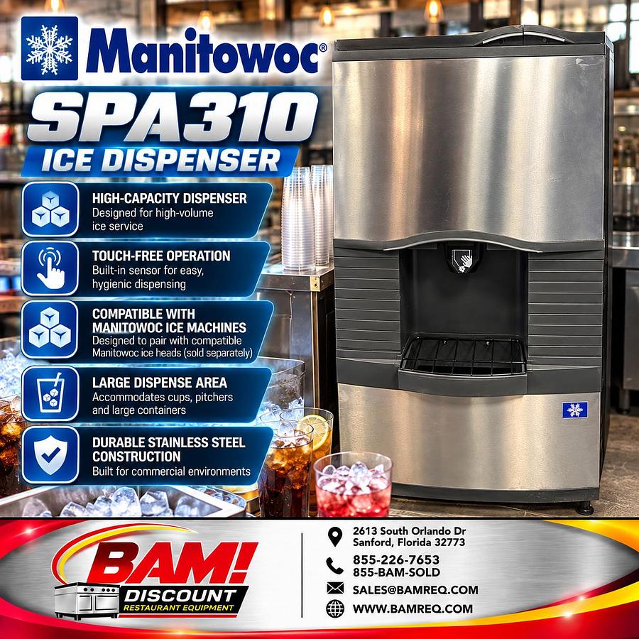 Refurbished Manitowoc SPA310 Commercial Ice Dispenser – Touchless Sensor – Stainless Steel