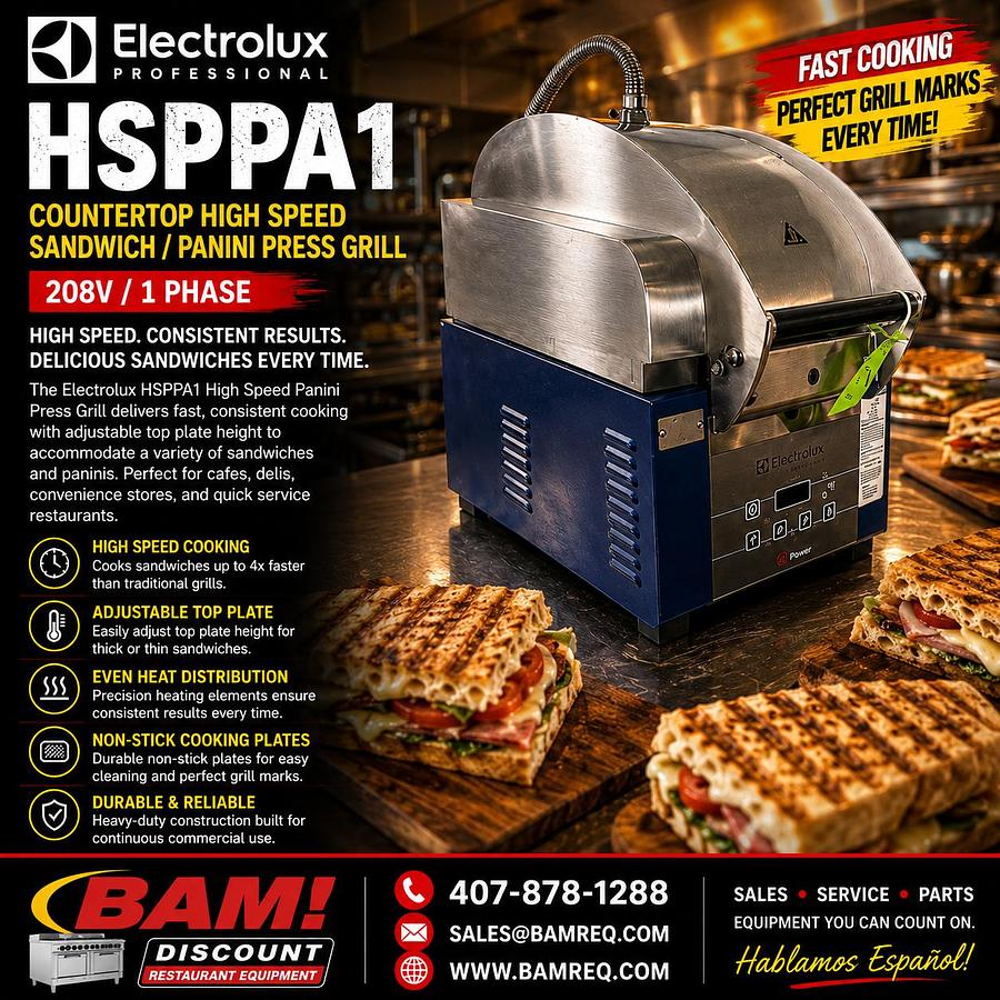 Used Electrolux HSPPA1 Countertop High Speed Sandwich Panini Press Grill 208v/1p