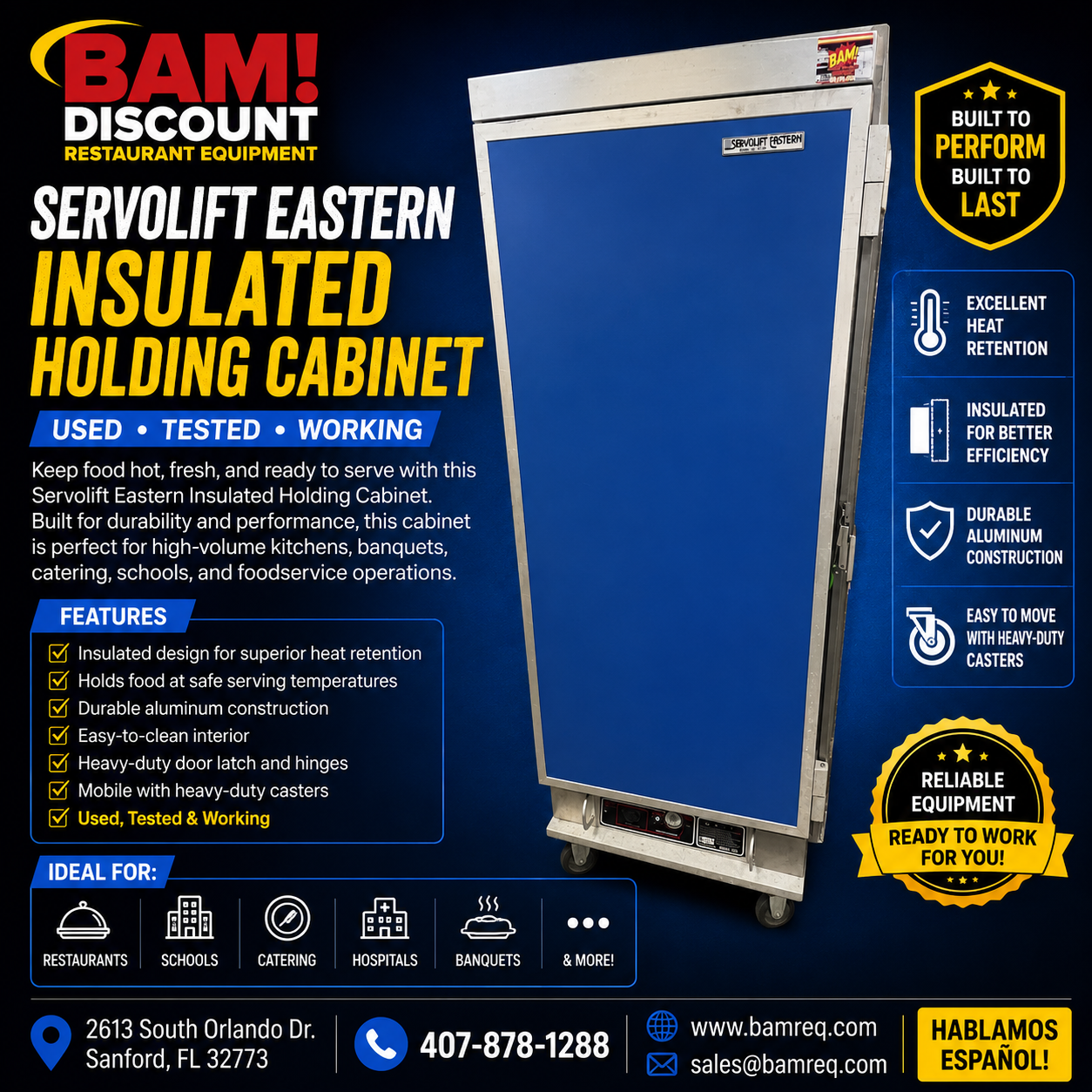 Used Servolift Eastern Insulated Holding Cabinet Mobile Heated Food Warmer