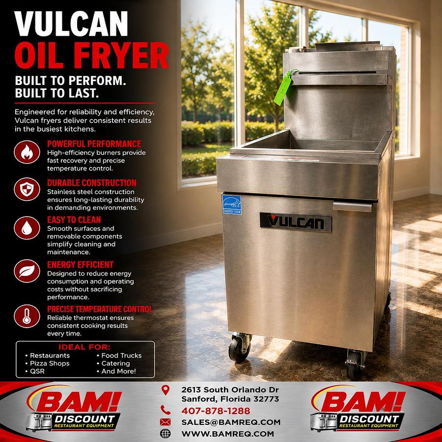 Used Vulcan Commercial Gas Fryer – Stainless Steel Floor Model