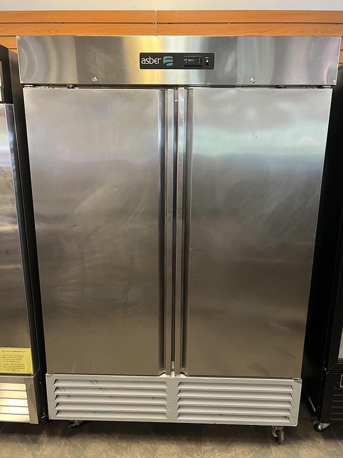 Used Asber Two Door Reach-In Refrigerator – Commercial Upright Refrigerator – Stainless Steel – 115V