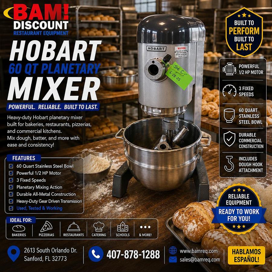 Used Hobart 30 Qt Commercial Planetary Mixer Dough Mixer w/ Bowl & Hook