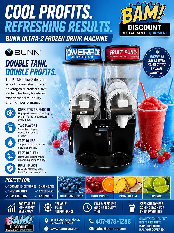 Used BUNN Ultra-2 Frozen Drink Machine Dual Bowl Slushie Granita Maker Tested