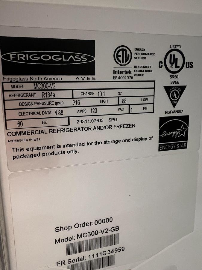 Used MiraCool Commercial Glass Door Merchandiser Refrigerator – Glass Display Cooler – Black – LED – Used
