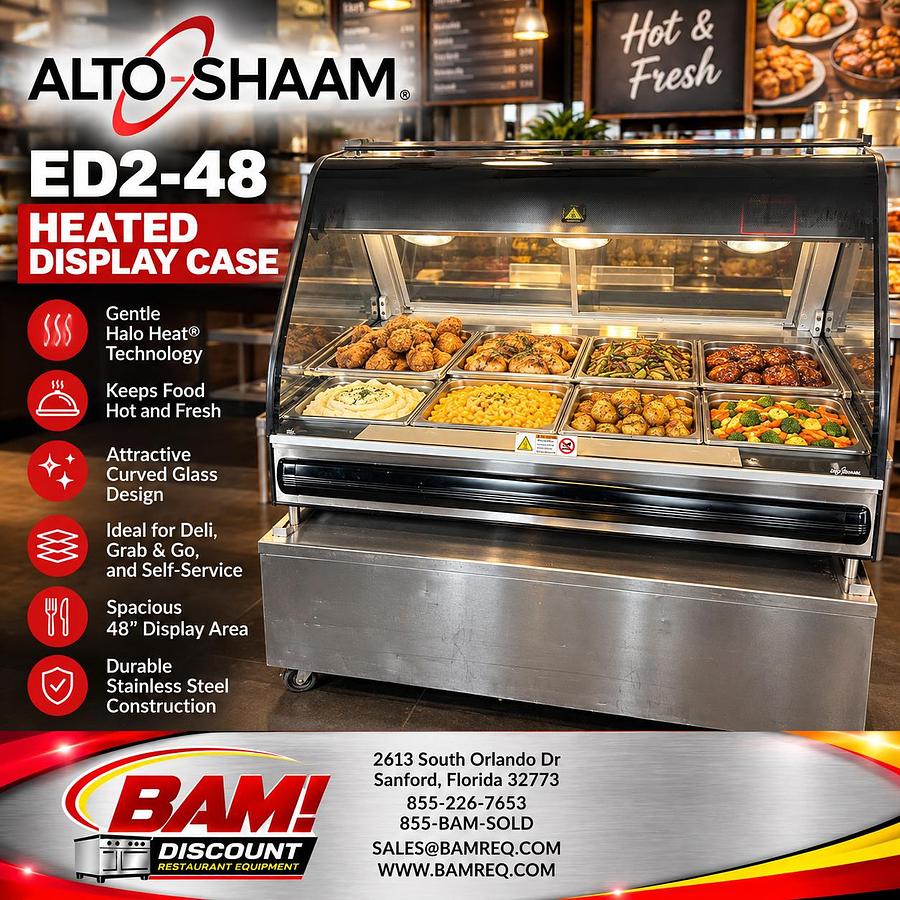 Refurbished Alto-Shaam ED2-48 Heated Food Display Case – 48” Curved Glas