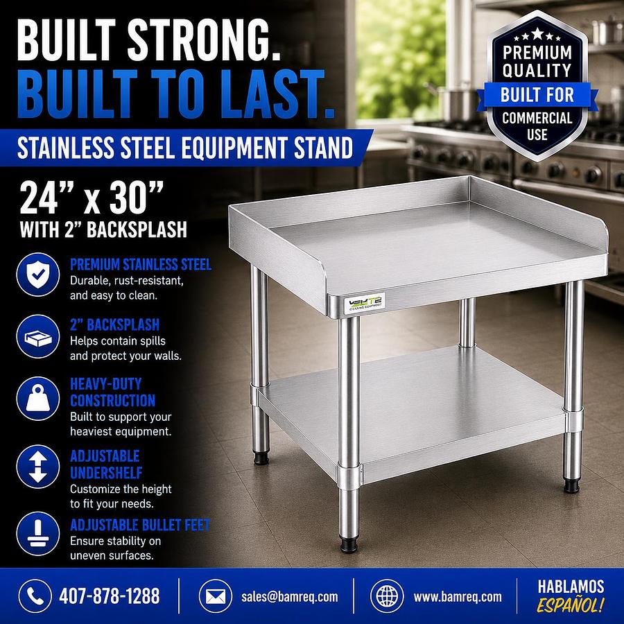 24"x 30" Stainless Steel Equipment Stand with Galvanized Undershelf