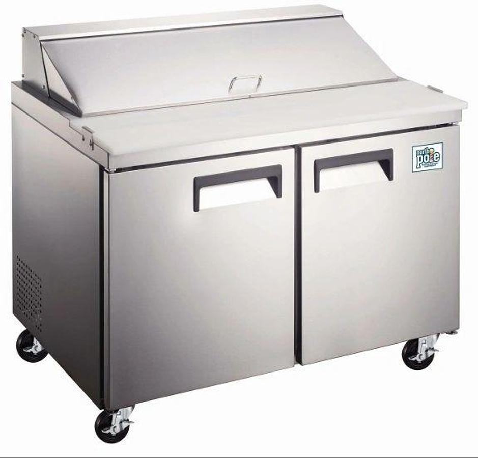 Elite Stainless Steel 2 Door 48" Sandwich Prep Table on Castors