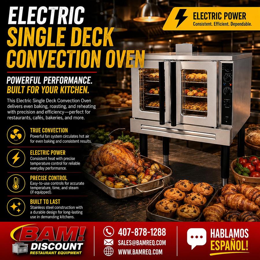 Elite ECE-200-Single Deck Standard Depth Full Size Electric Convection Oven - 208V- 60Hz 1 Phase, 9 kW