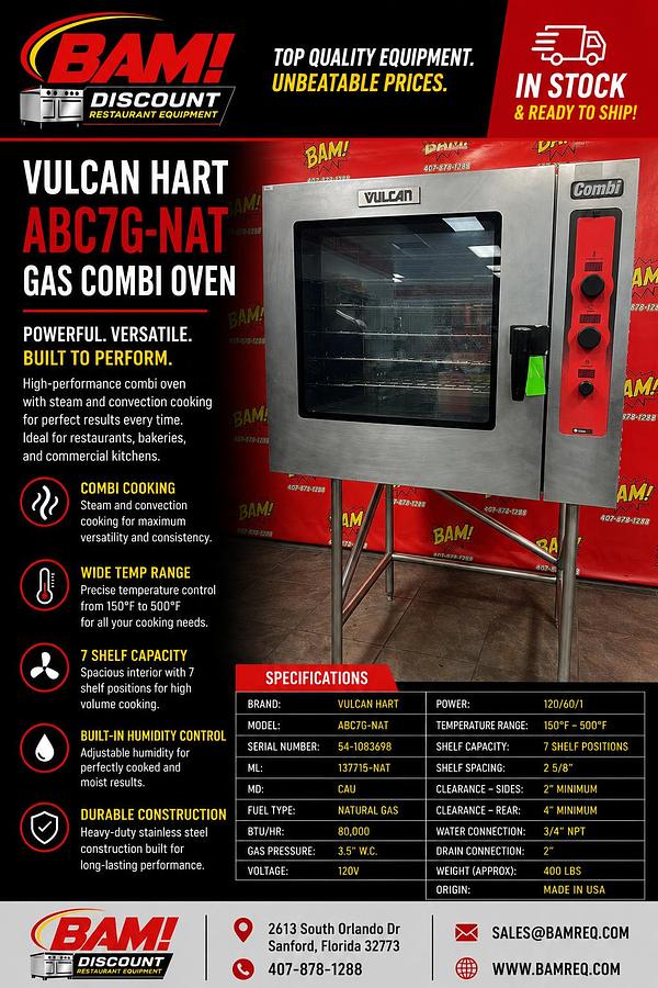 Used Vulcan Hart ABC7G-NAT Gas Combi Oven