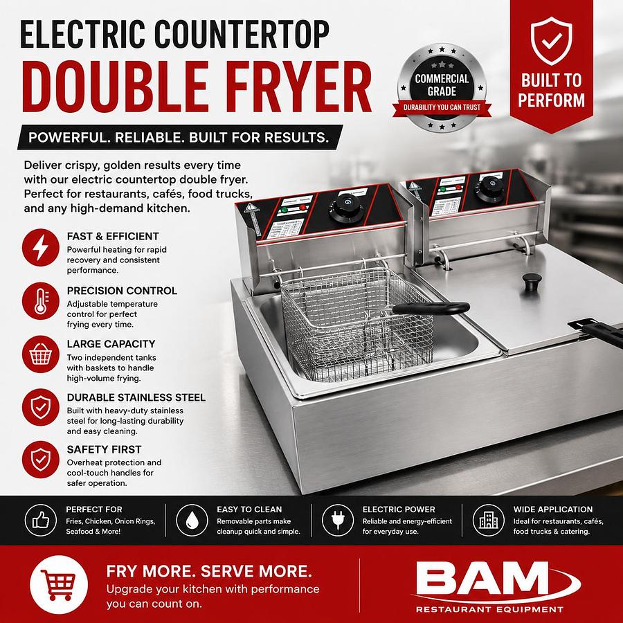 Electric counter top double fryer