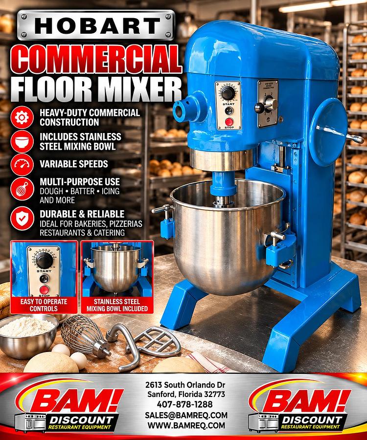 Refurbished Hobart H600T 60 Qt Commercial Mixer 208V 3 Phase 1.5 HP w/ Stainless Bowl
