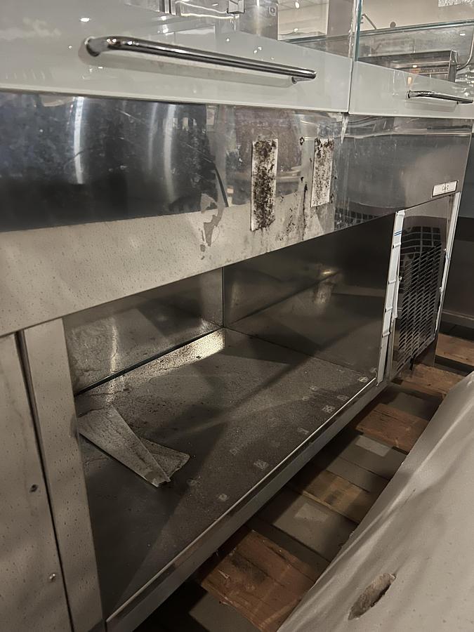 Refurbished Oscartek 3-Section Glass Refrigerated Display Case Stainless Steel Merchandiser