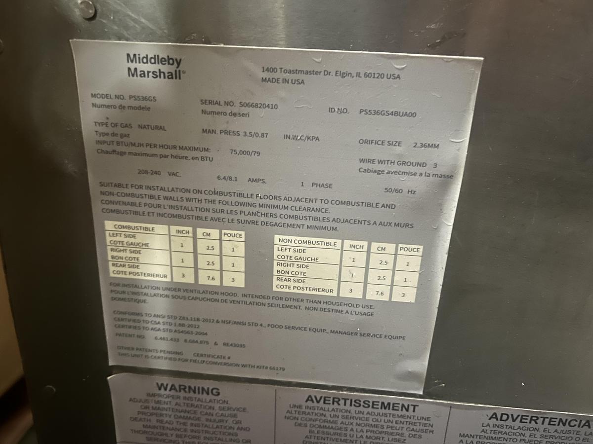 Used PS536G TRIPLE STACK CONVEYOR OVEN