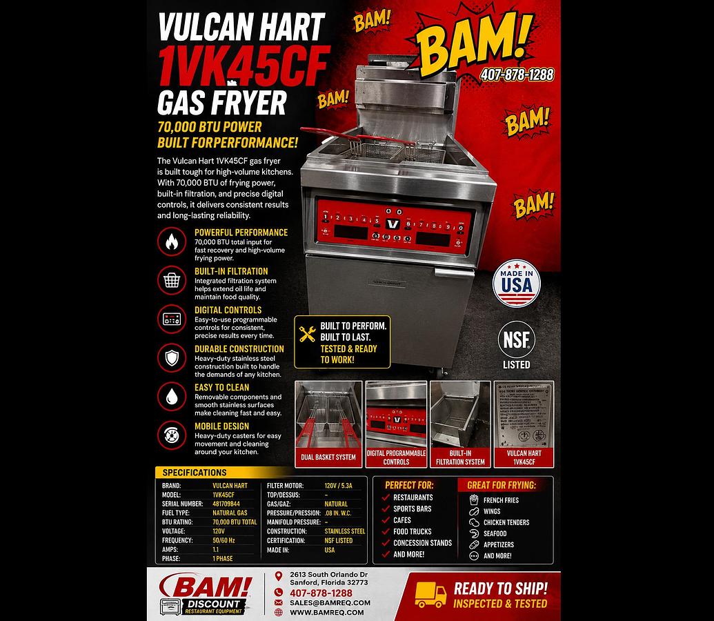 Used Vulcan Hart 1VK45CF Gas Fryer