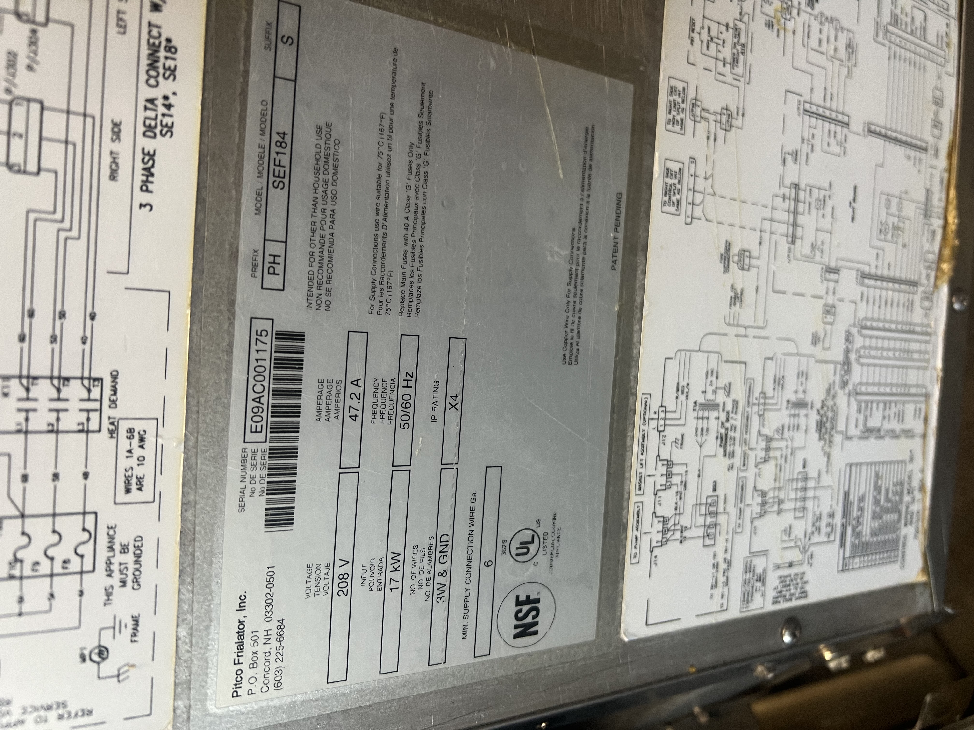 Refurbished Pitco PH-SEF184 Electric Fryer with Built-In Filtration – 60 lb Capacity – 17 kW