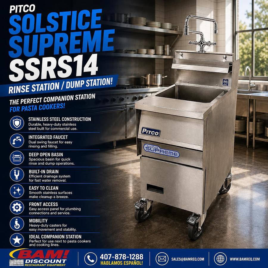 Used Pitco Solstice Supreme SSRS14 Stainless Steel Rinse Station / Dump Station NSF