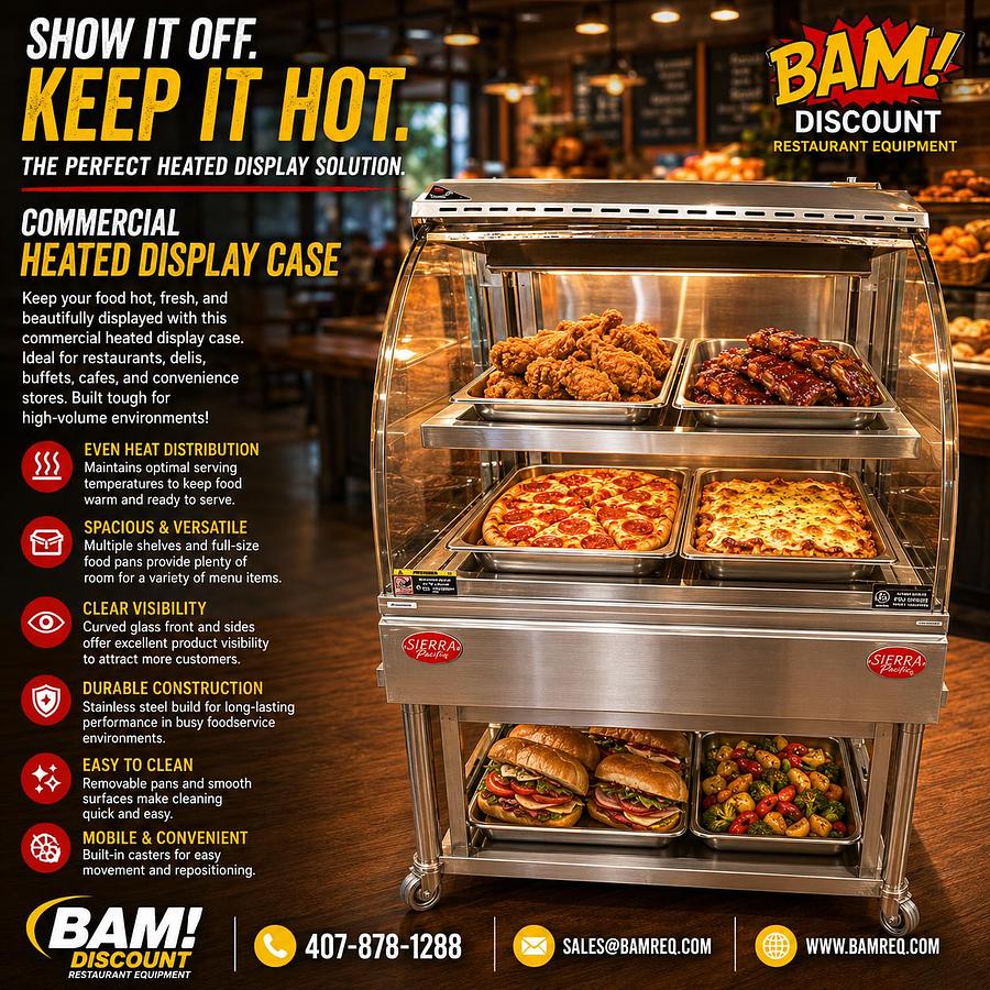 Used Commercial Heated Display Case Hot Food Merchandiser Countertop 120V