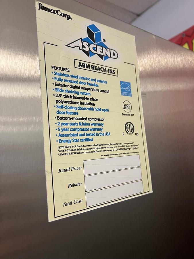 Refurbished ASCEND 2-DOOR COMMERCIAL REACH-IN FREEZER